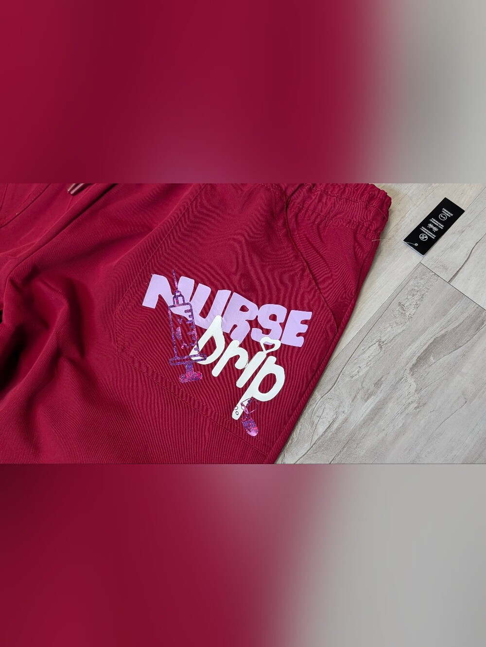 Nurse Drip Glitter Design Scrub Pants XL NWT